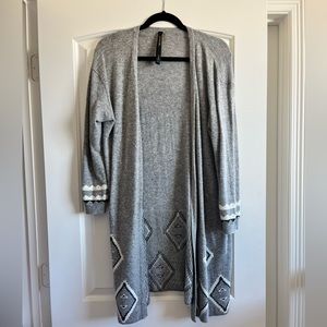 Renee C Grey Open Front Print Cardigan